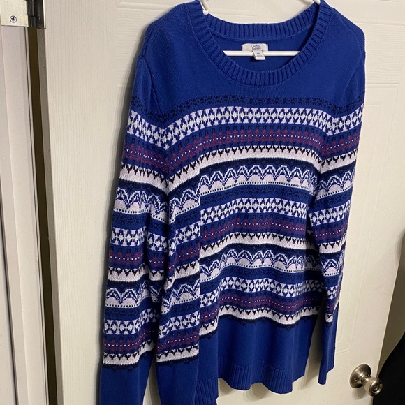 Croft & Barrow Blue and White Patterned Sweater XXL - Picture 3 of 5